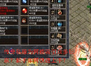 传奇私服为何能吸引众多玩家?新手如何快速上手? 传奇私服为何能吸引众多玩家?新手如何快速上手?